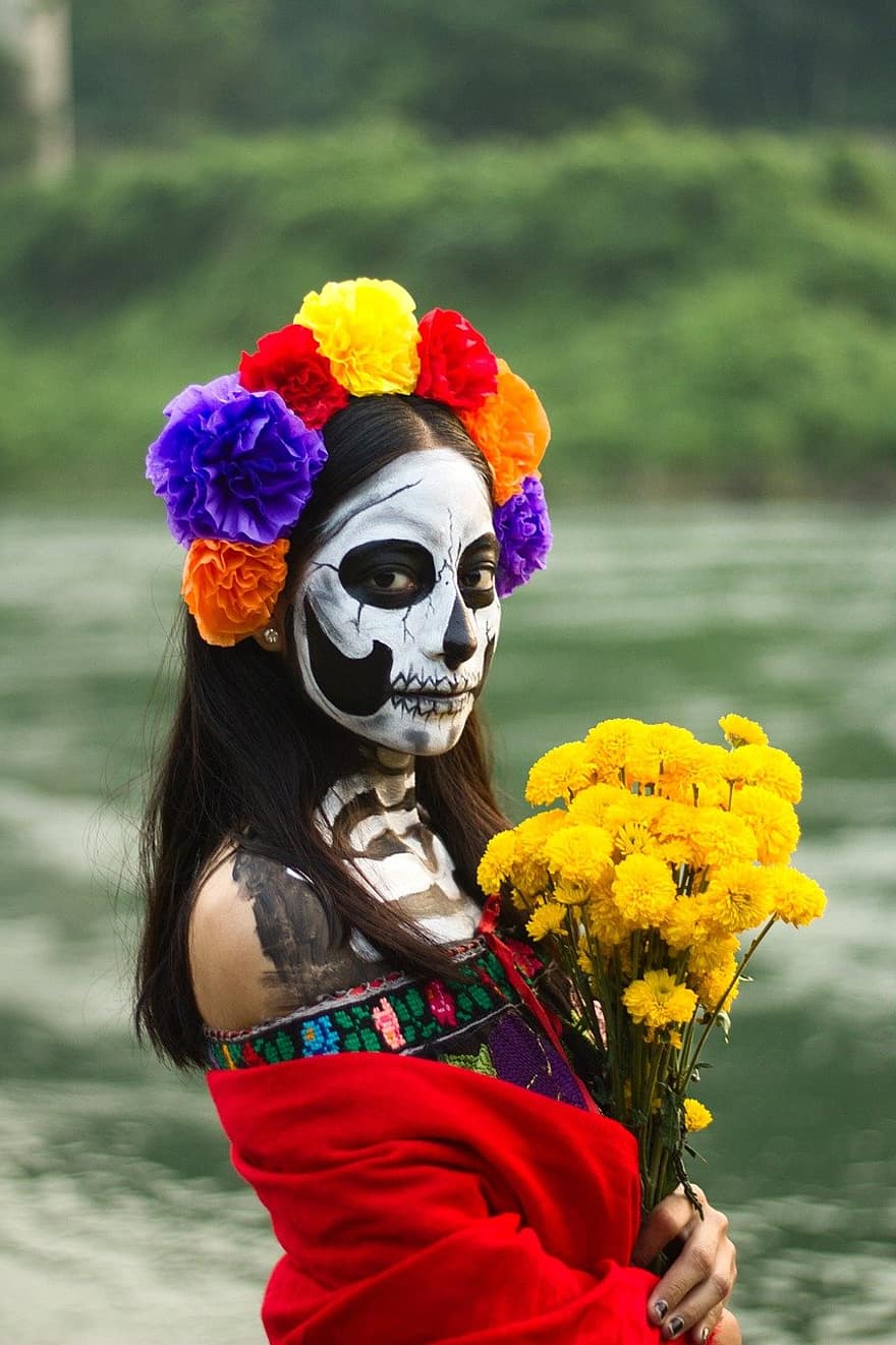 la catrina, gadis, kostum, potret, tradisi, wanita, wanita muda, hantu, catrina, budaya meksiko, hari kematian