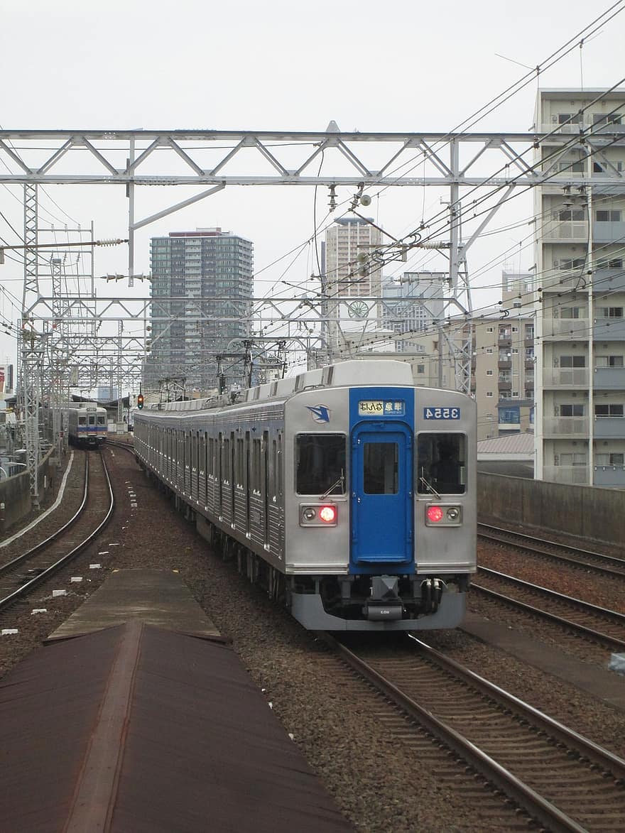 Osaka, Nankai elektromos vasút, Japán, város, Takano vonal, vonat