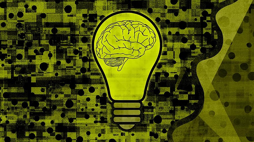 電球、脳、マインド、アイディア、知性、論理、精神、身元、メンタルヘルス、潜在意識、輝く