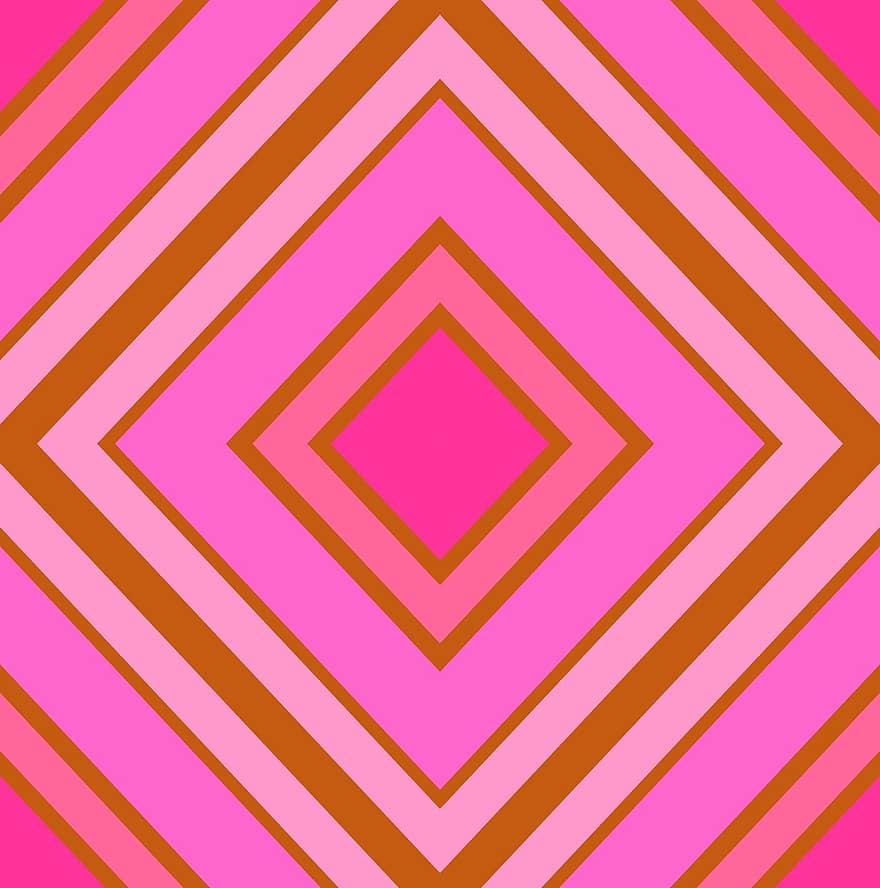 geometris, Desain, berwarna merah muda, coklat, nuansa, rona, berlian, terpusat, terang, bentuk, pola