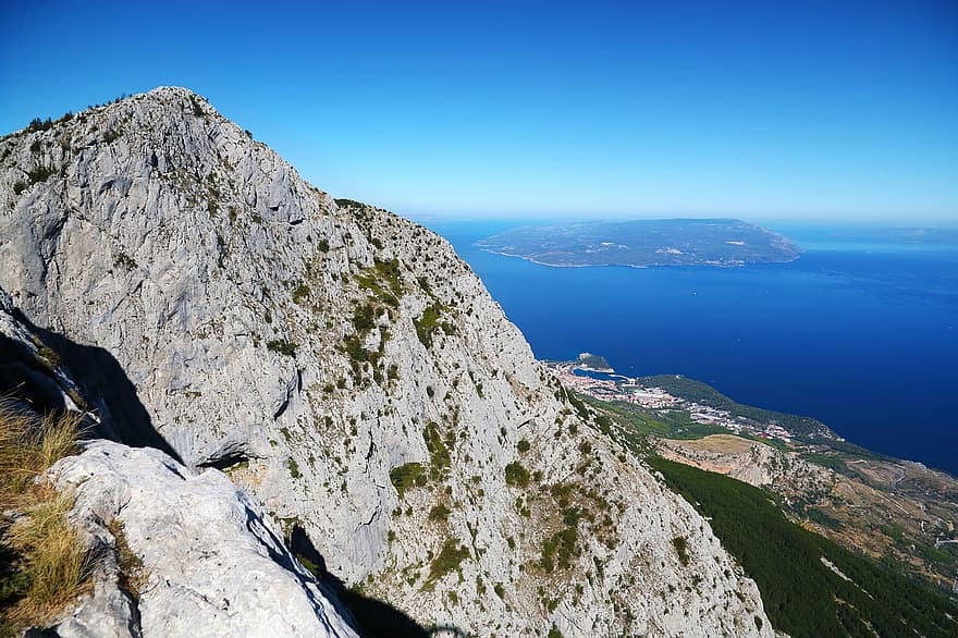 mar, roques, muntanyes, Croàcia, Costa, Riba, biokovo, blau, línia de costa, estiu, penya-segat