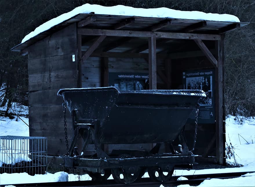 wóz, kolej żelazna, Chata, śnieg, śnieżny, zimowy, popędzać, mróz, mroźny, zimno, szron