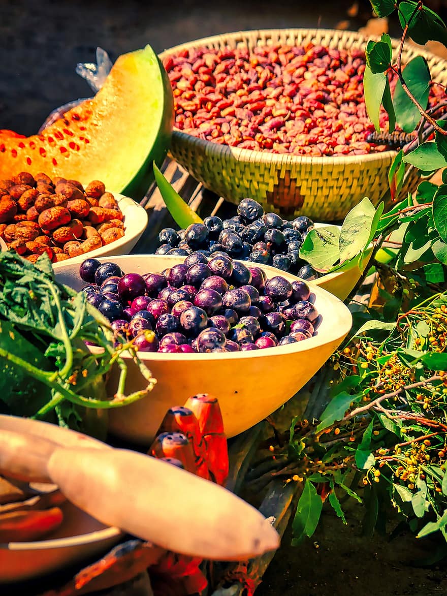 Baskets, Peanuts, Berries, Vegetables, Sales Stand, Farmer's Market, Market, Africa, Zimbabwe, Nutrition, Healthy