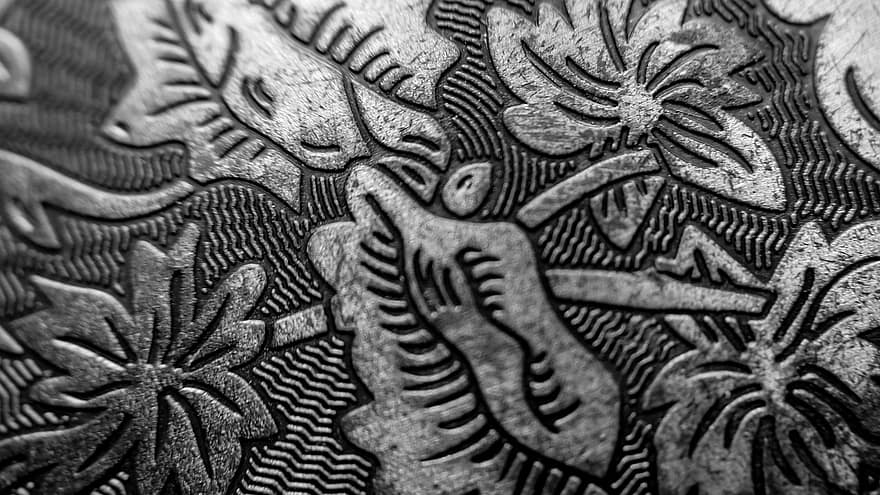 Background, Wallpaper, Pattern, Detail, Metal, Abstract, Flowers, Monochrome, Black, close-up, no people