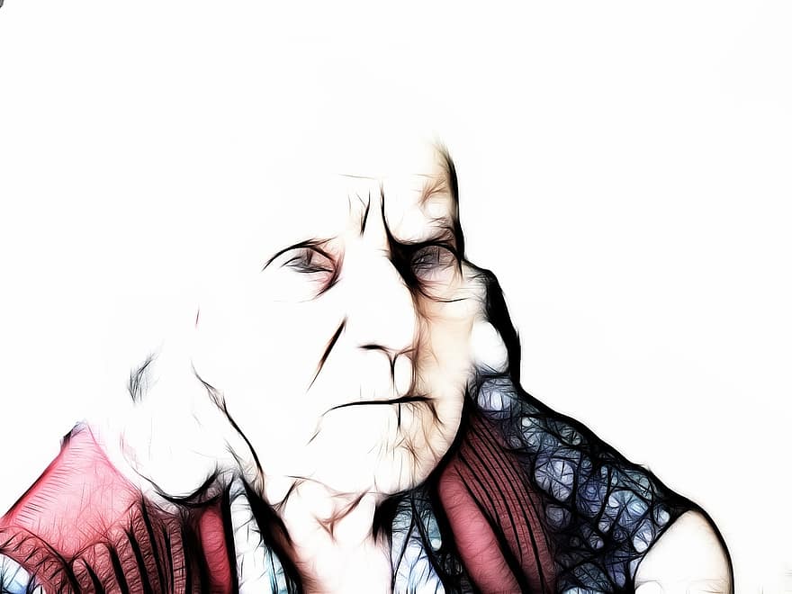 zależny, demencja, kobieta, stary, wiek, Alzheimera, Dom starców, opieka nad osobami starszymi, plamy starcze, rodacy, strach