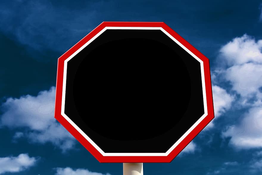 fermare, segnale di stop, vuoto, cartello stradale, segnale stradale, Segnale di stop vuoto, cielo, nuvole