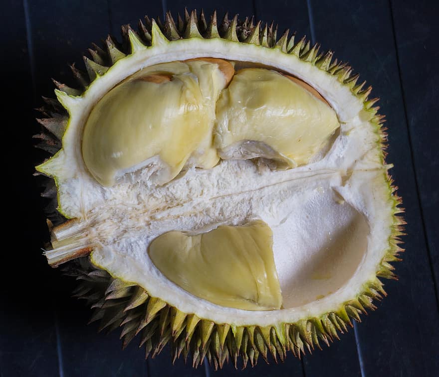 durian, gyümölcs, élelmiszer, gyárt, egészséges, vitaminok, érett, tüske, tüskés, büdös, organikus