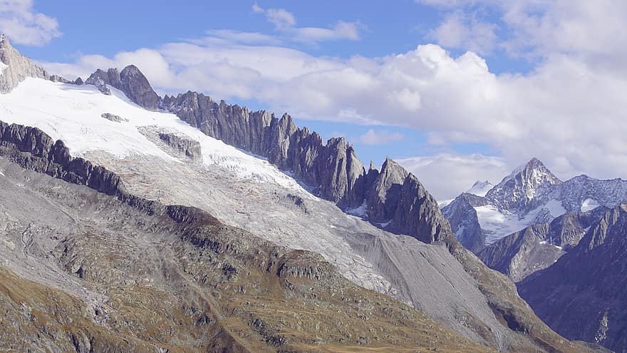 ภูเขา, Valais, ประเทศสวิสเซอร์แลนด์, ภูเขาแอลป์, ธรรมชาติ, ยอดเขา, หิมะ, ภูมิประเทศ, น้ำแข็ง, เทือกเขา, การธุดงค์