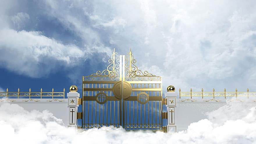 thiên đường, cánh cổng, những đám mây, bầu trời, tâm linh, Chúa Trời, thánh thiện, sự thánh thiện