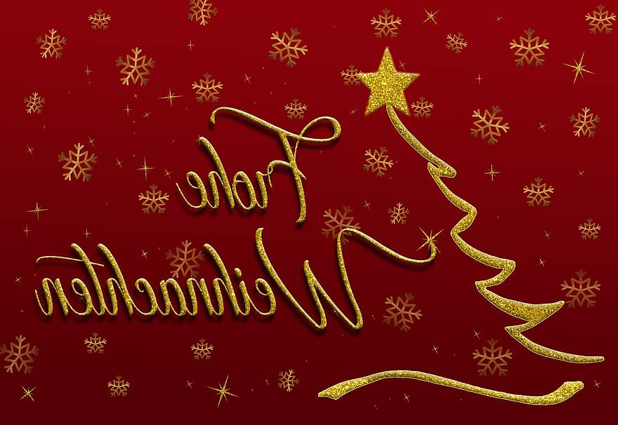 Wesołych Świąt, karty, tło, świąteczne pozdrowienia, Boże Narodzenie, czerwony, złoto