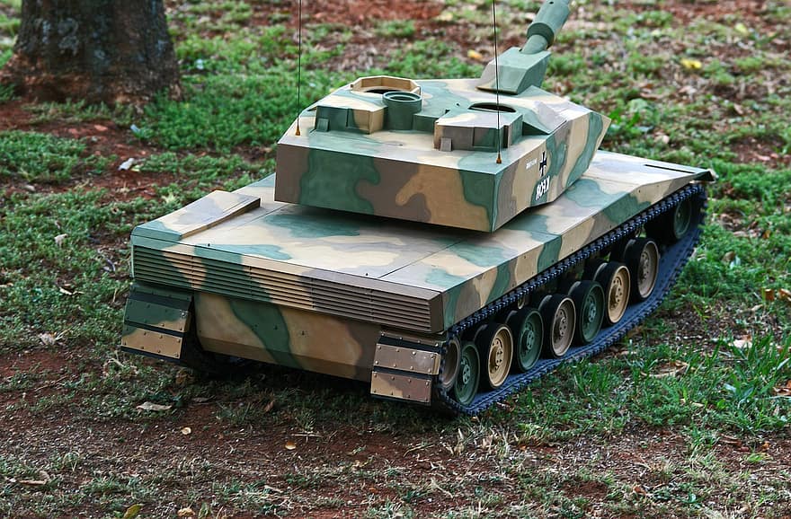 Modell tank, tank, militär-, armén, Kosovos styrka, leopard, kopia, Spår, torn, kamouflage