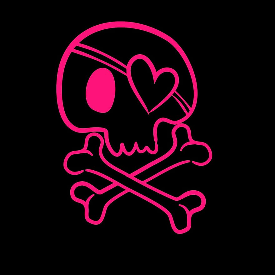 Skull And Crossbones, Red, Shining, Background