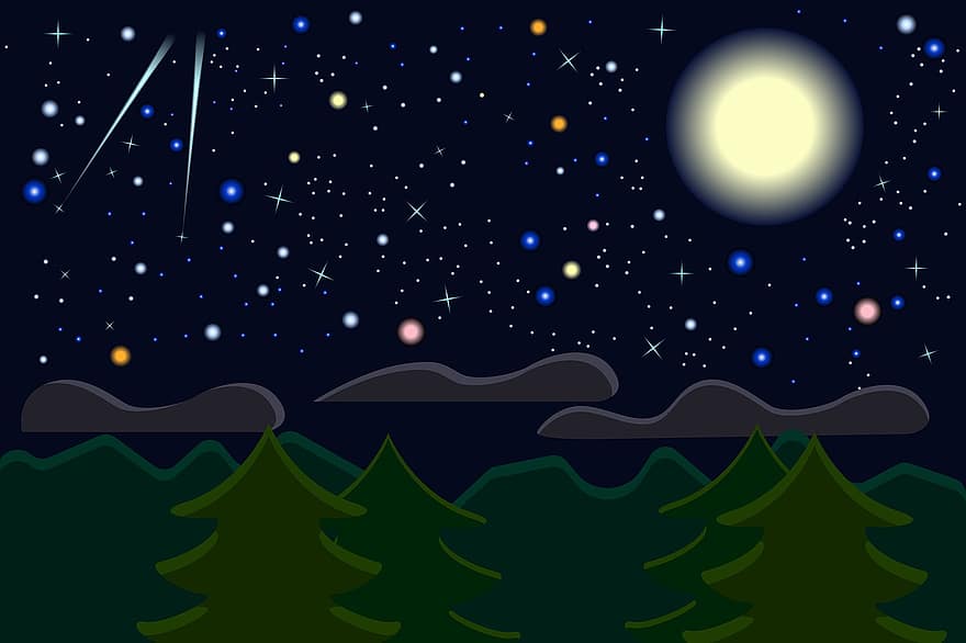 noc, hvězda, nebe, astronomie, kosmos, Příroda, prostor, temný, měsíc, krajina