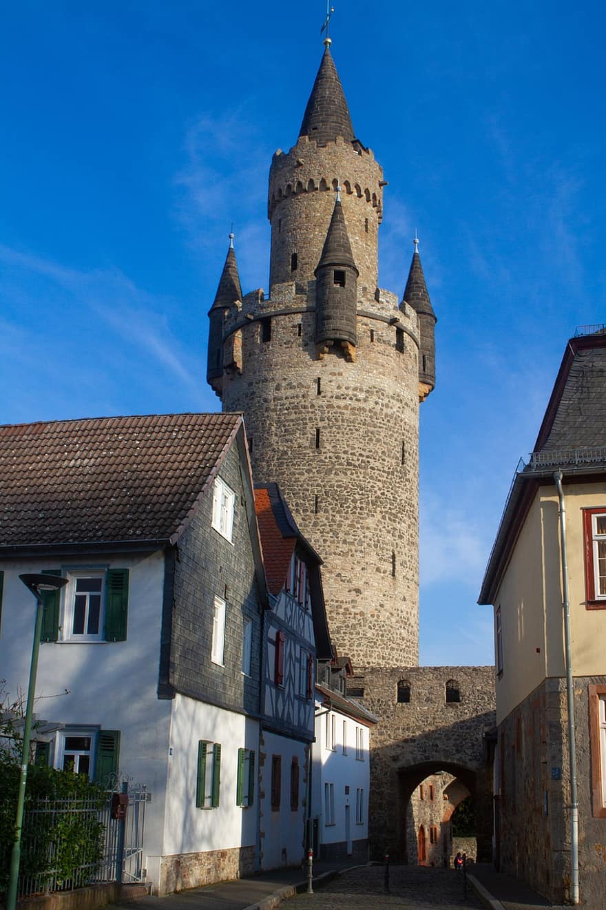 la tour, Château, forteresse, Maisons, immeubles, architecture, moyen Âge, vieille ville, Hymmer, Allemagne, ferme