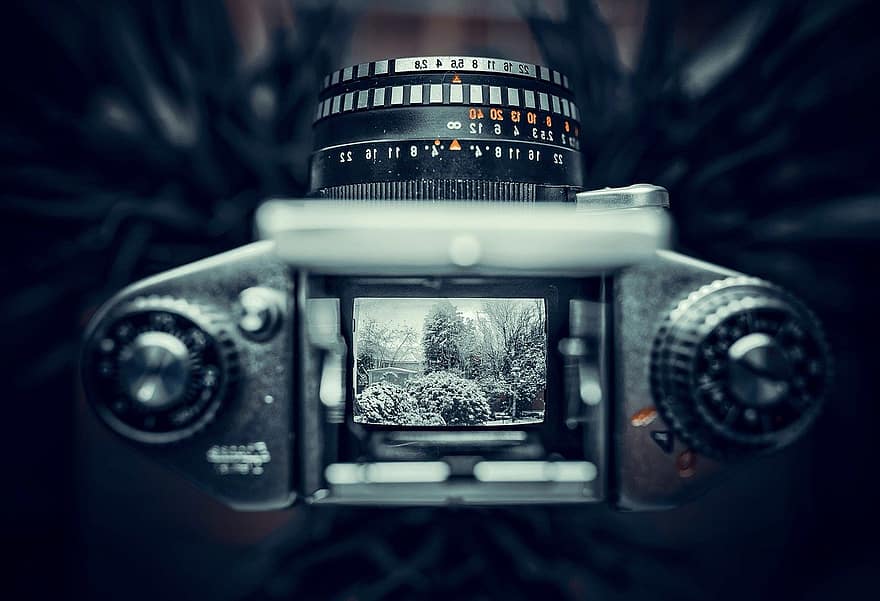vintage kamera, kamera, vaizdo ieškiklis