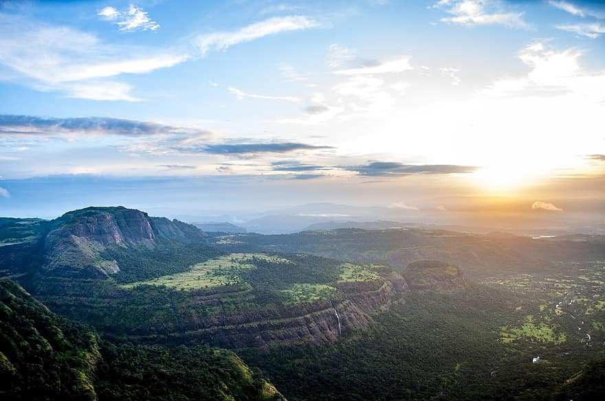 Cliff, Berge, Bäume, Wald, Löwenspitze, Maharashtra