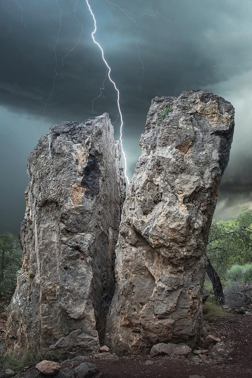 steen, storm, bliksem, weer
