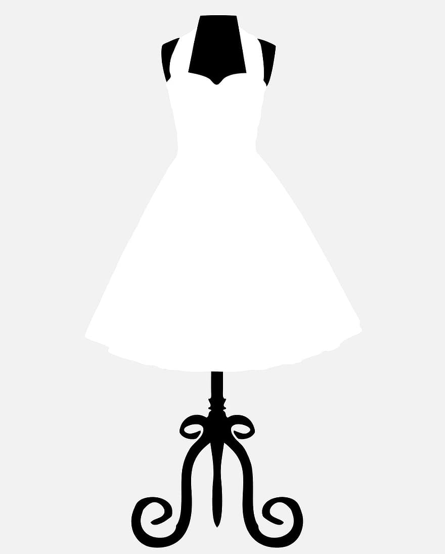 sukienka, biały, Biała sukienka, moda, manekin