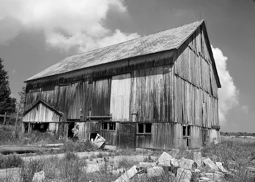 alte Scheune, verlassen, Bauernhof, ländlich, Scheune, verwittert, rustikal, Landschaft, Ohio