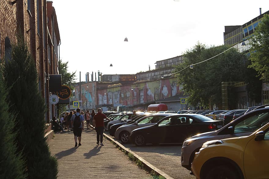 straat, auto's, stedelijk, mensen, retro, voorstads-