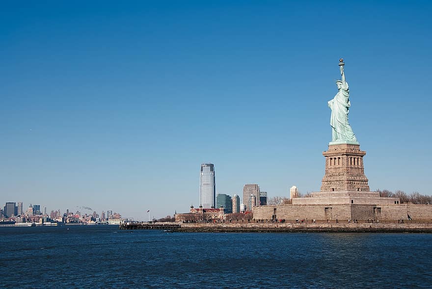 özgürlük Anıtı, New York, seyahat, turizm, Amerika, dom, ünlü mekan, mimari, Cityscape, heykel, gökdelen