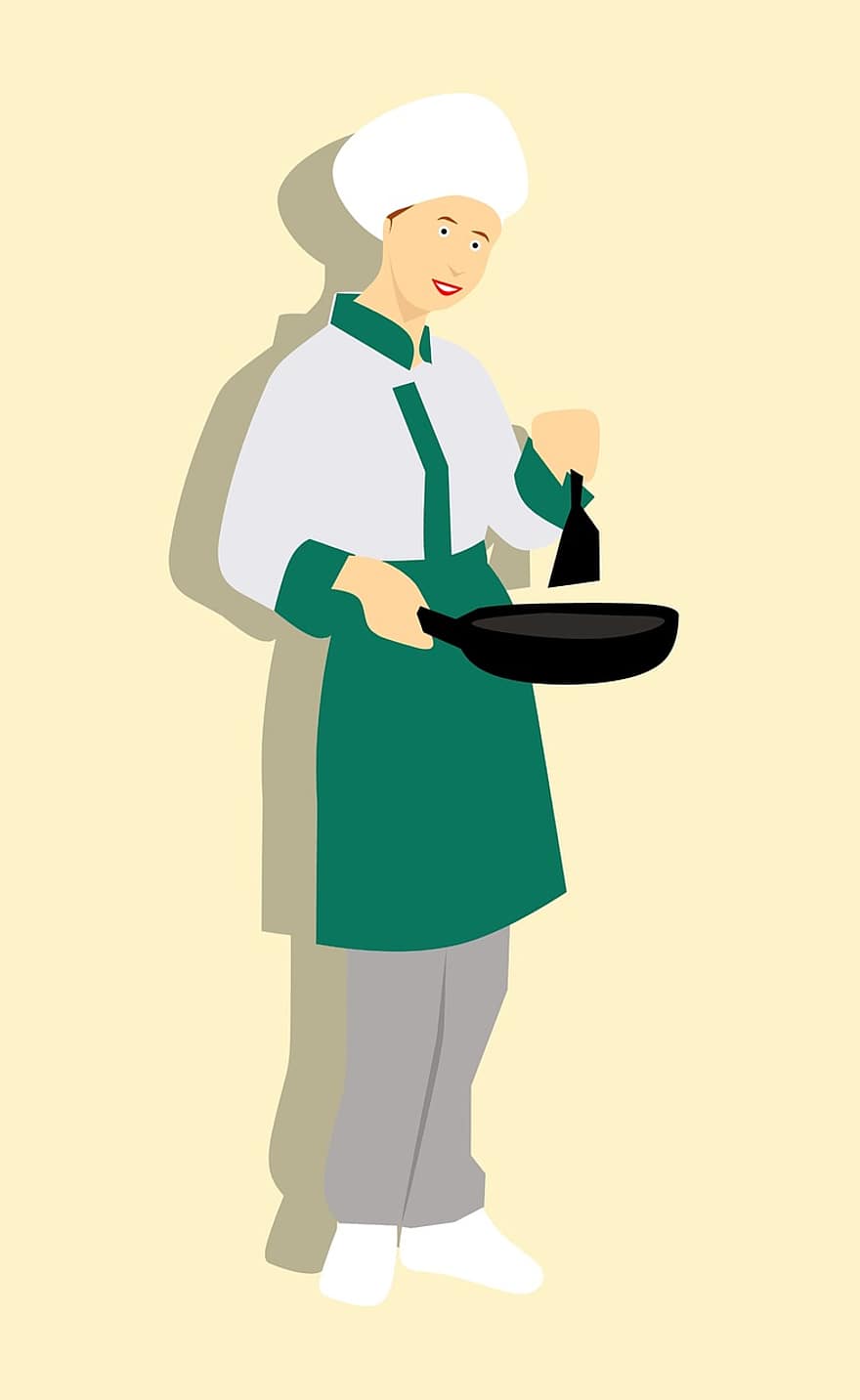 жінка, шеф-кухар, форма, проведення, сковорідка, мультиплікаційний персонаж, ідея, Жовтий мультфільм, Жовтий шеф-кухар