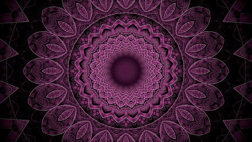 hiasan berbentuk mawar, kaledoskop, pola bunga, mandala, latar belakang ungu, wallpaper ungu, seni, wallpaper, pola, dekorasi, abstrak
