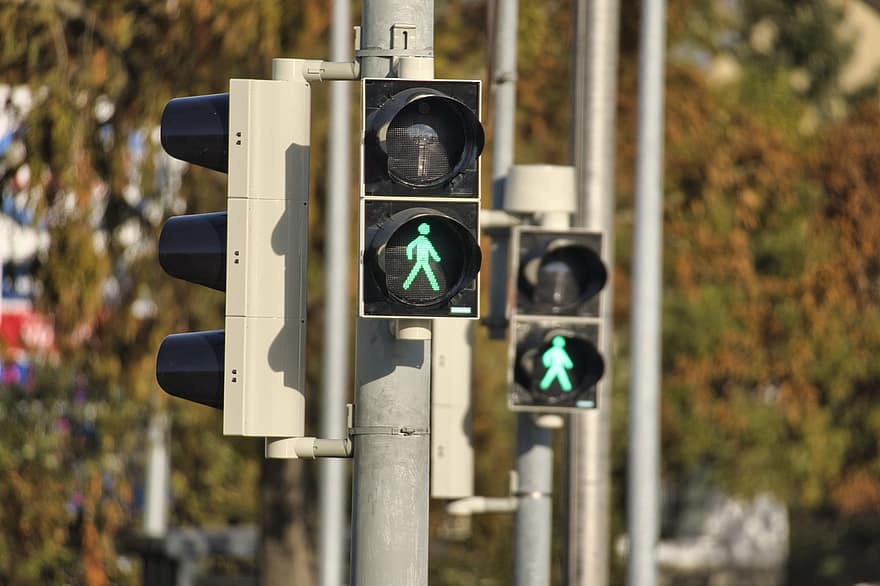Traffic Lights, Pedestrian, City, Urban