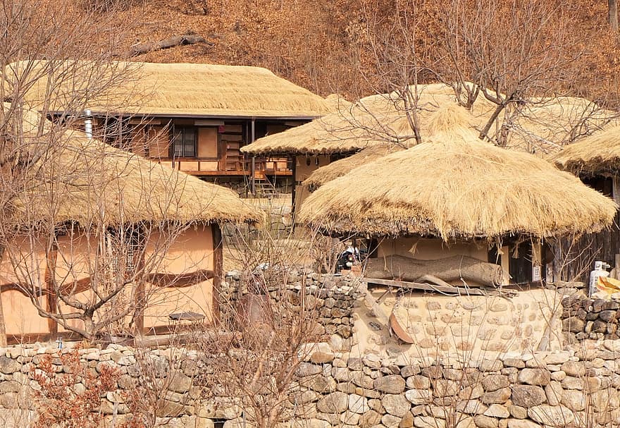 영주, 무섬마을, 초가 지붕, 전통 가옥, 경상북도, 역사적인, 마을