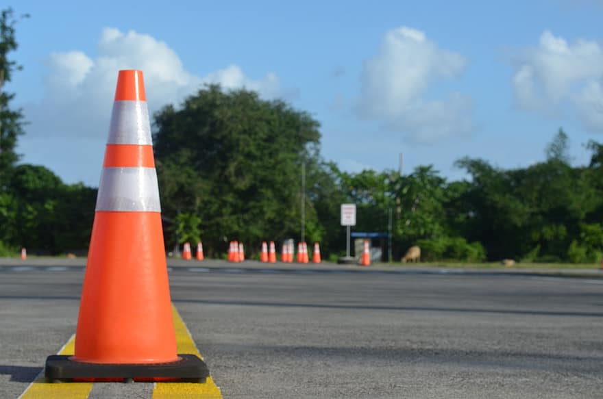 Traffic Cone, Driving School, Road Track, Road Cone, Warning Cone, Yellow Line, Safety, Test Track, Road, Asphalt, traffic