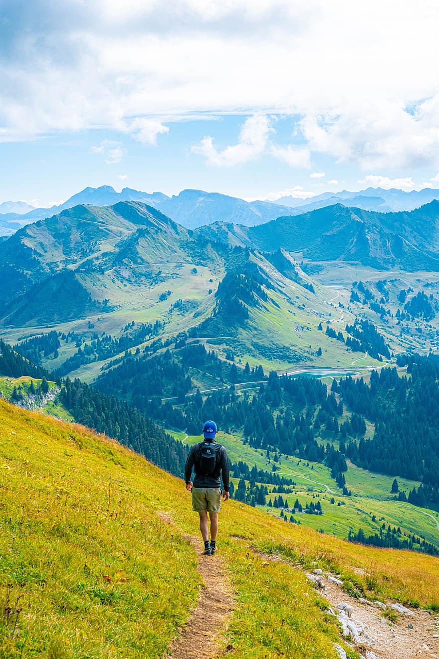 Mountains, Man, Hiker, Hike, Leisure, Adventure, Recreational Activity, Mountain Range, Countryside, Scenery, Nature