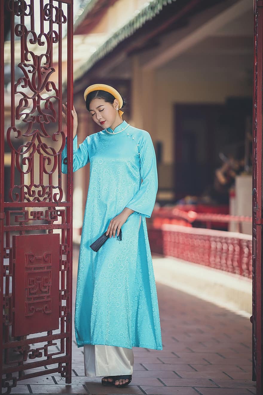 ao dai, Mode, Frau, Vietnamesisch, Vietnam Nationaltracht, traditionell, Schönheit, wunderschönen, ziemlich, Mädchen, Pose