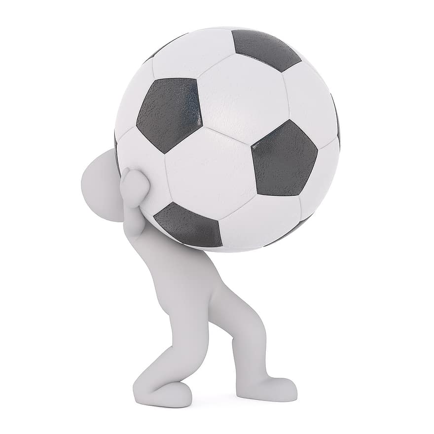 samci, 3D model, izolovaný, 3d, Modelka, plné tělo, bílý, 3d muž, bílý samec, Fotbal, hrát si