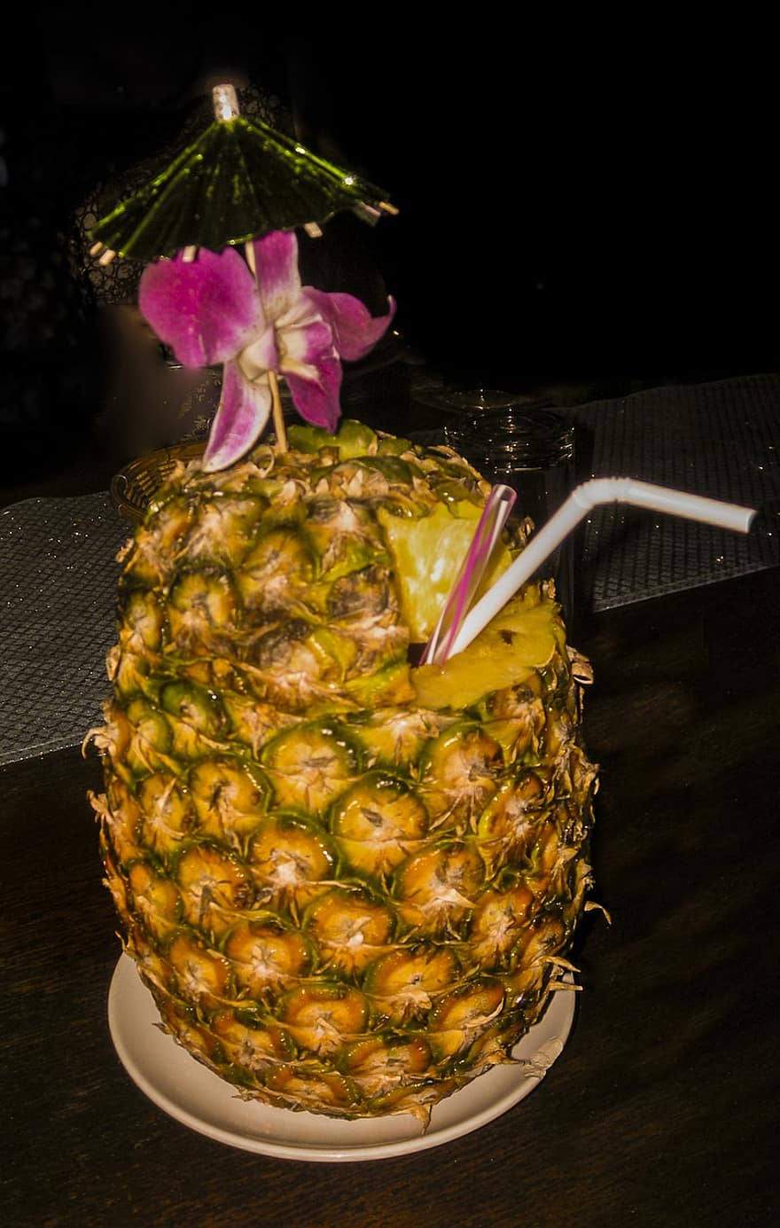 aperitiv, ananasový nápoj, Ananasový nápoj, Ananasový punč, ananas, ovoce, napít se, svěžest, koktejl, list, detail