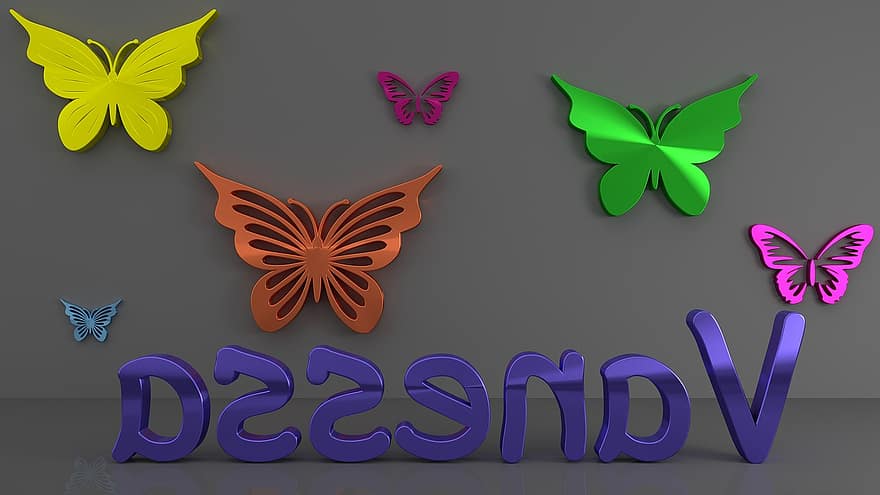 vanessa, kleurrijk, vlinders, 3d