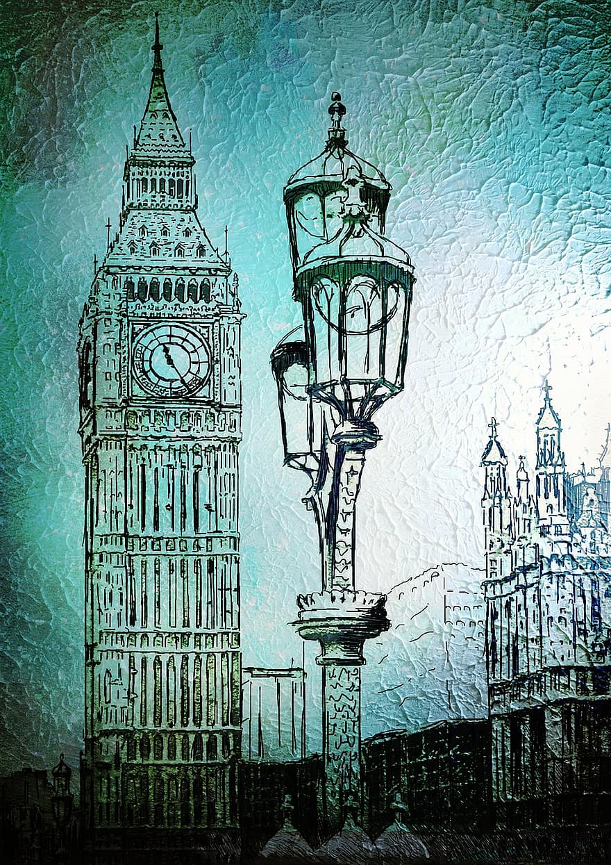 Anglia, London, utazás, Egyesült Királyság, város, képeslap, szüret, memóriák, központ, fekete és fehér, utca