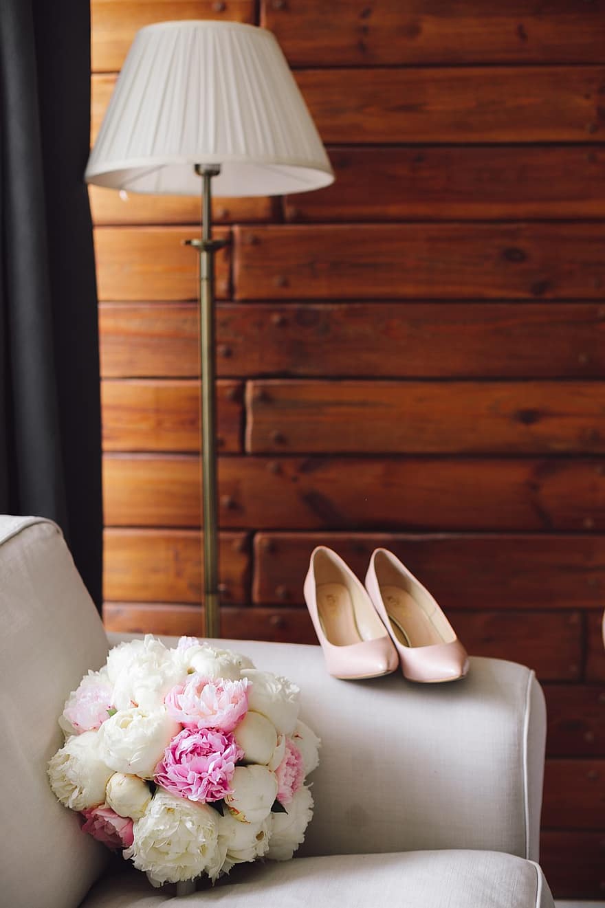Свадебная обувь, букет, туфли, брак, цветы, украшение, Элегантная обувь, Свадебные Предметы, невеста, высокие каблуки