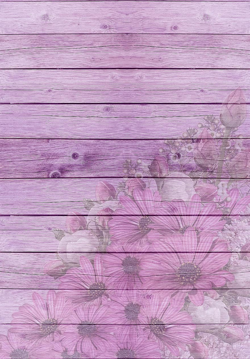 gerbera, ungu, berwarna merah muda, di atas kayu, mekar, berkembang, bunga, romantis, Latar Belakang, ceria, panel kayu