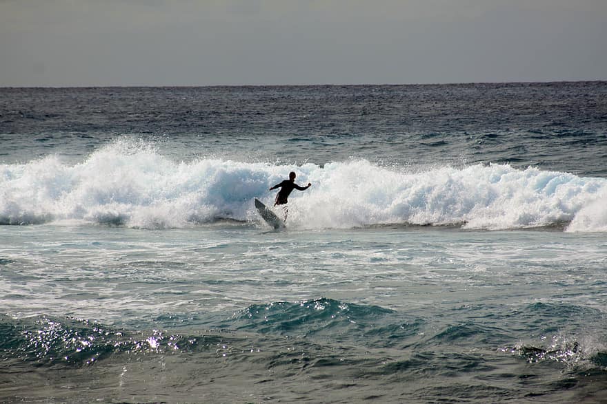 сърфист, вълна, океан, море, спорт, вода, мъж, мъжки, човек, действие, дейност