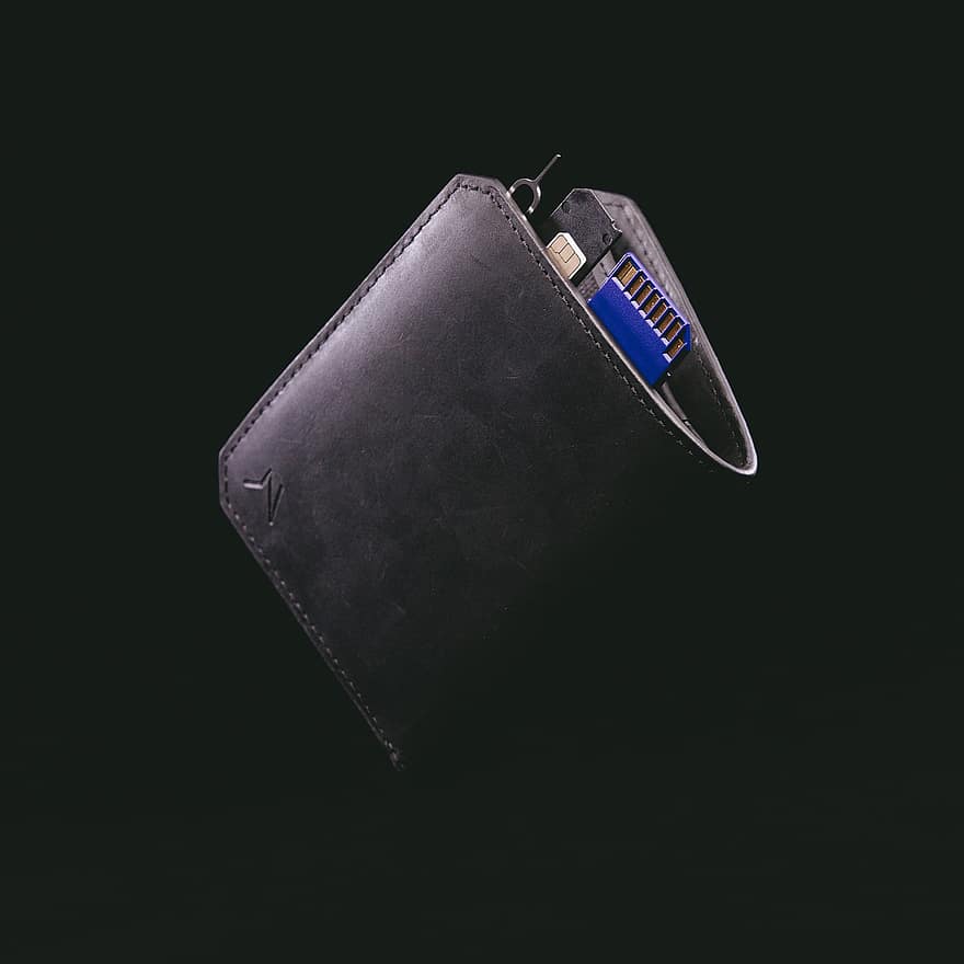 Kaizen plånbok, svart läder plånbok, Smal plånbok, Crazy Horse Leather