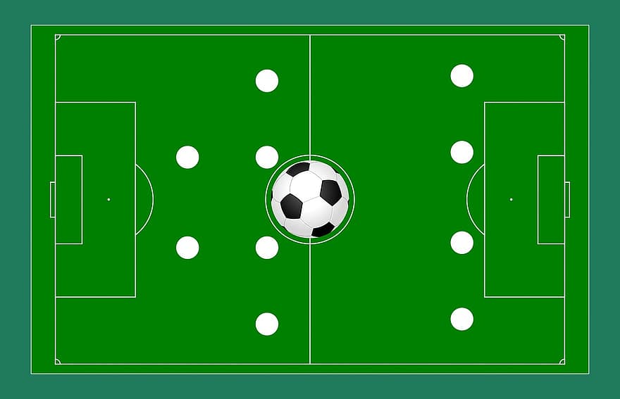 Strategy, Football, Soccer, Game, Plan, Table, Ball, Recreation, Dots, Green, Four