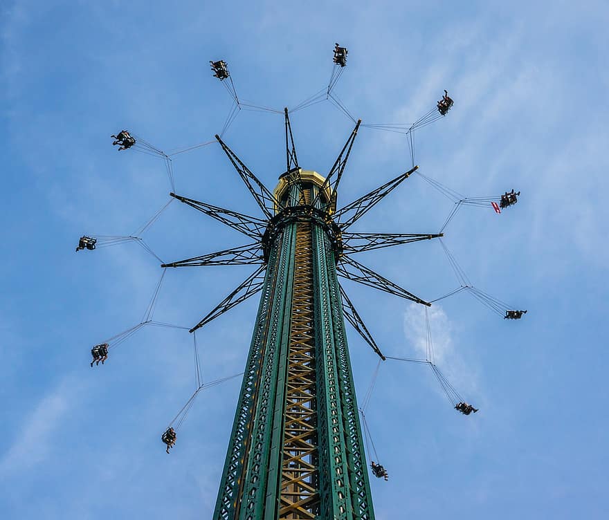 Prater Tower, Amusement Park, Vienna, Prater, Ride, Prater Turm, Swing Carousel, Flying, Tower, Fun, Fairground