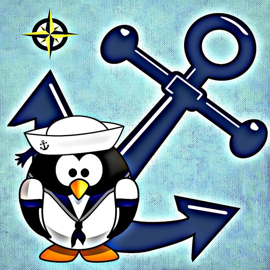 ancoră, marinar, maritim, pinguin
