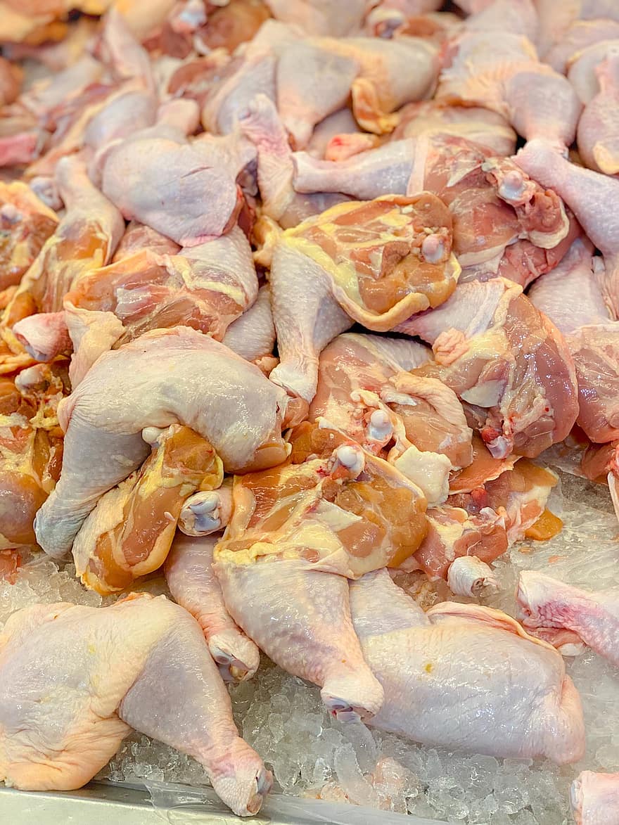 kylling, kjøtt, mat, rå, kyllinglår, is, fersk, organisk, marked