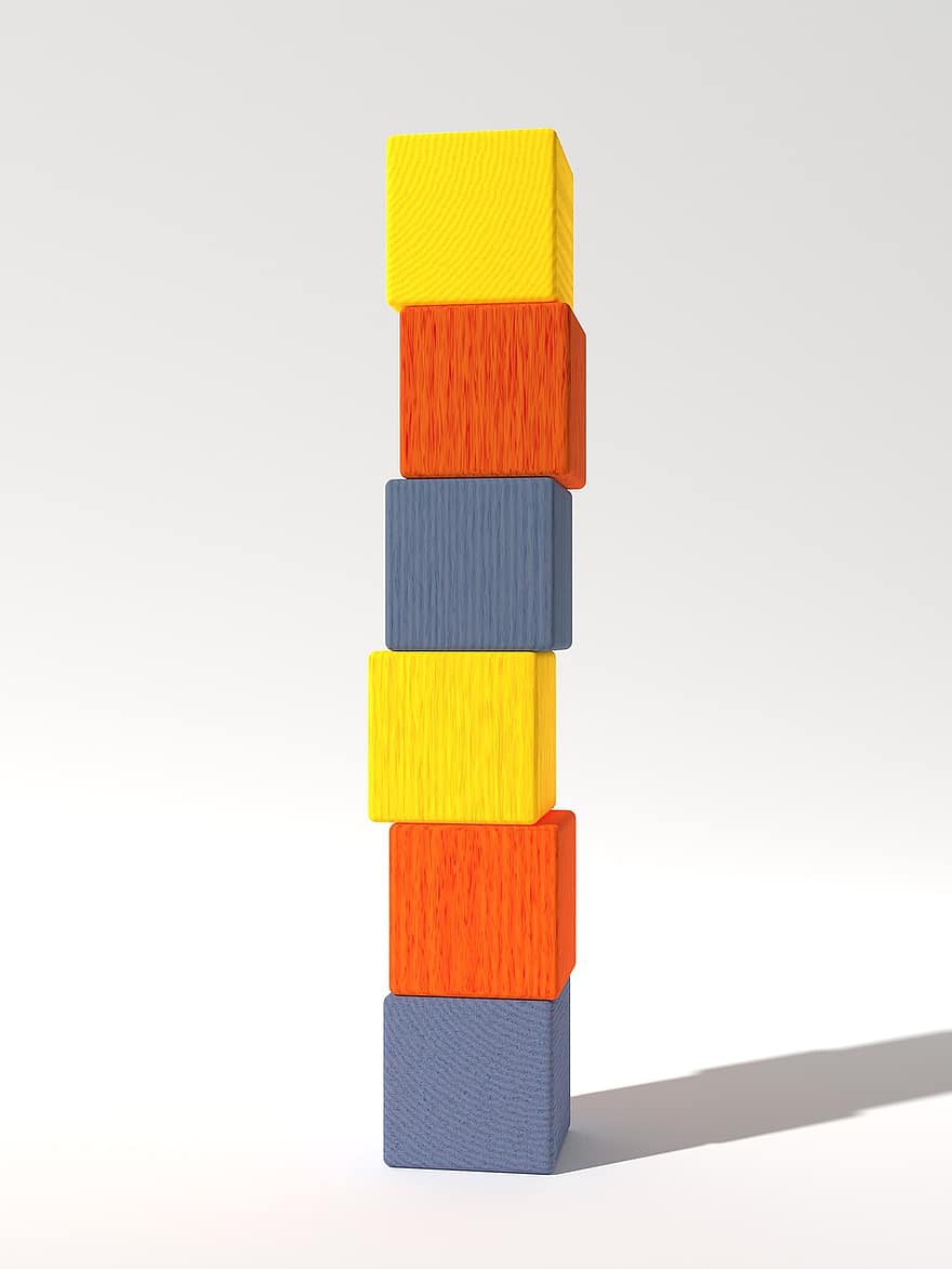 Bricks, Building Blocks, Tower, Wooden Cubes, Cube, Toy, Stacked