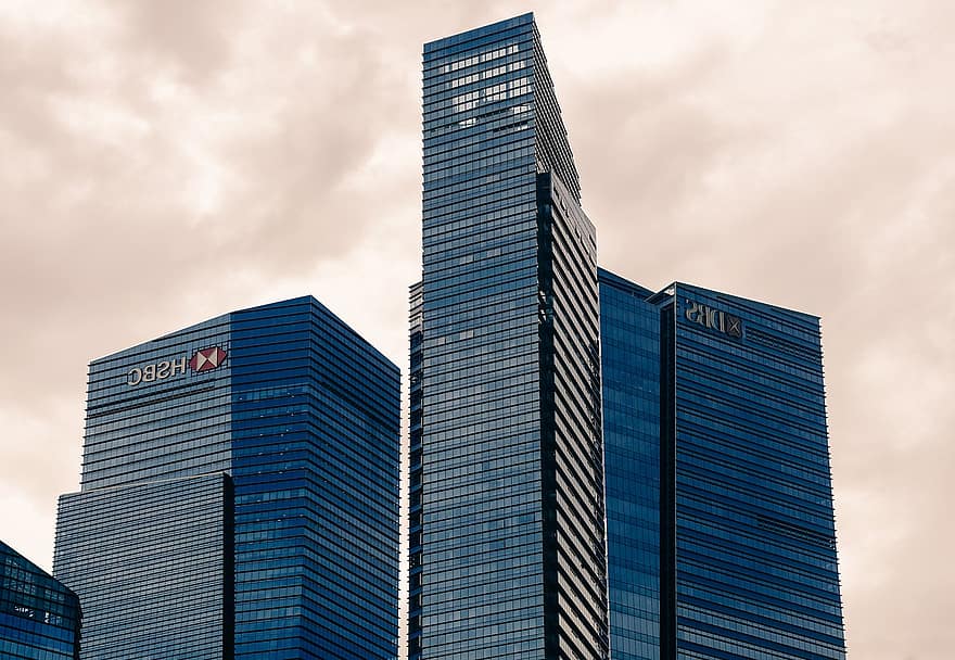 Singapore, Aasia, pilvenpiirtäjät, pankit, arkkitehtuuri