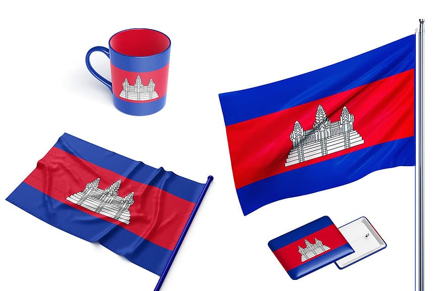 국가, 깃발, 캄보디아, 전국의, 상징, 기치