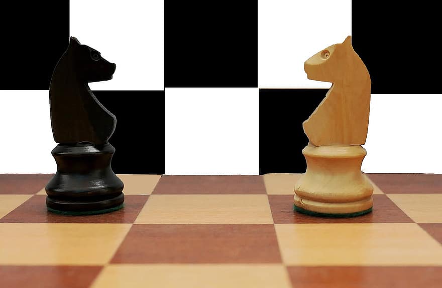 schack, riddare, schackpjäs, strategi, spela, Brädspel