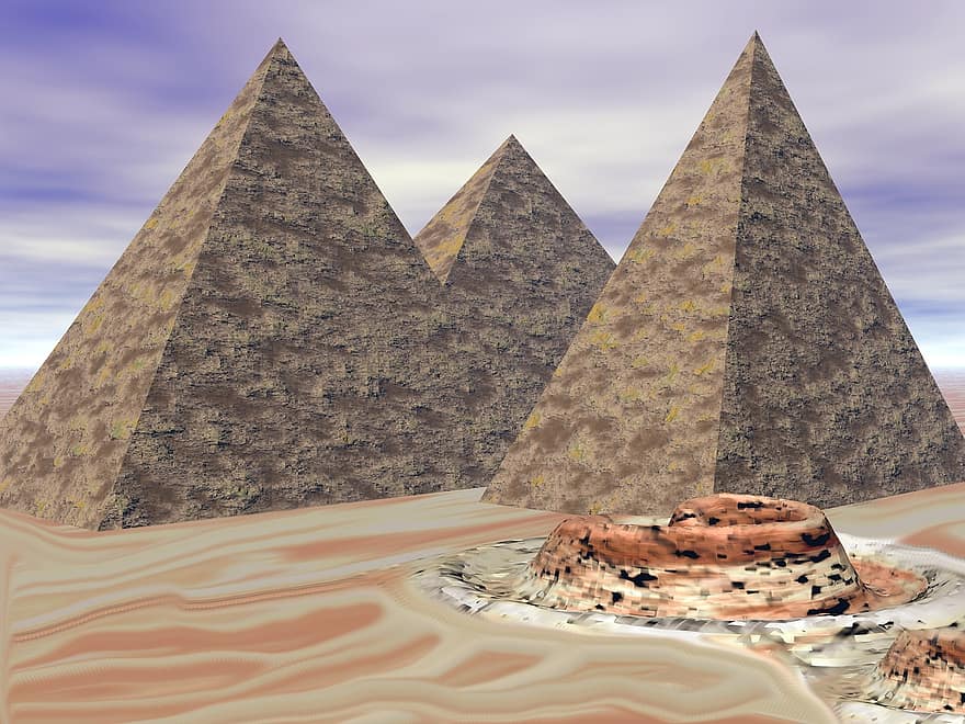 pyramidy, nebe, krajina, Egypt, poušť