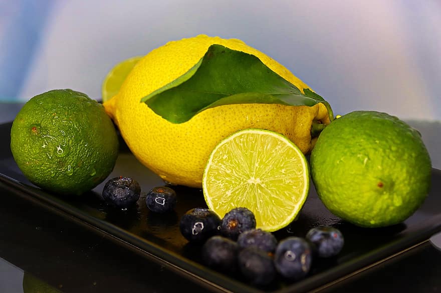 Buah sitrus, buah-buahan, makanan, lemon, jeruk nipis, beri, irisan, segar, sehat, vitamin, nutrisi